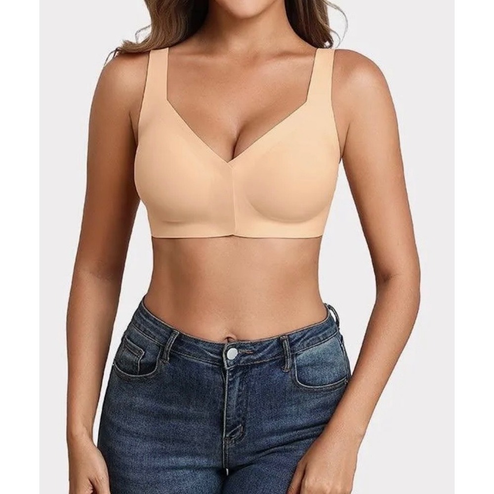 Avidlove Front Closure Bra Seamless Bralette Nude No Underwire XL Wide strap